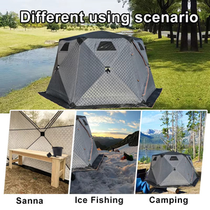 Tente de sauna hexagonale personnalisée <span class=keywords><strong>pop</strong></span>-<span class=keywords><strong>up</strong></span>, tente de camping isolée portable carrée, tente de pêche sur glace automatique pour l'hiver - Product Image 3