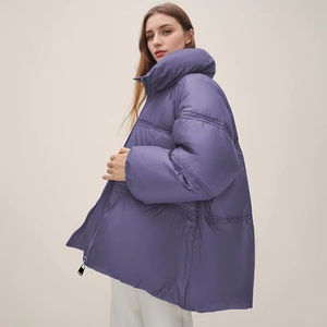 Anna Veste légère en duvet pour femmes Manteau avec fausse fourrure Gris Vêtements d'extérieur décontractés à motif de ceinture Veste bouffante <span class=keywords><strong>Femme</strong></span> - Product Image 2