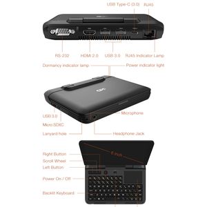 Mini <span class=keywords><strong>ordinateur</strong></span> <span class=keywords><strong>portable</strong></span> de jeu <span class=keywords><strong>GPD</strong></span> MicroPC, 8 Go de RAM, 256 Go de SSD ROM, batterie 6200 mAh, charge rapide, <span class=keywords><strong>ordinateur</strong></span> <span class=keywords><strong>portable</strong></span> de poche 6,0 pouces - Product Image 2