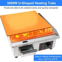 Équipement de cuisine commercial Sizhi OEM, plaque de cuisson plate 1500W, barbecue en acier inoxydable, grill électrique Teppanyaki, 50-300°C, 220-240V