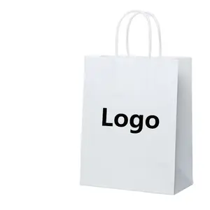 Custom Printing Biodegradable Restaurant Personalised Gift Twisted Handles Shipping Bag Brown And White Kraft Paper Bag