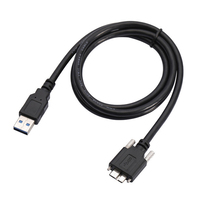 Kabel Data micro-b mesin penglihatan Usb 3.0 a ke mikro B Plug dengan sekrup pengunci 1m 1.5m 3m 5m Untuk kamera industri kabel Micro B