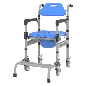 Foldable <b>Commode</b> <b>Chair</b> with Wheels for Elderly, Pregnant & Disabled, 2-in-1 Shower & Toilet <b>Chair</b> for Bathroom Use - Product Image 1