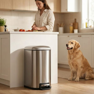 Cestino per Rifiuti in Acciaio Inox <span class=keywords><strong>da</strong></span> 10L Personalizzato per Bagno, con Pedale e Coperchio a Chiusura Morbida, Rettangolare - Product Image 2