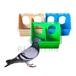 16x10x14cm Two hole plastic feeder PP plastic brown green blue bird canary parrot pigeon feeding bowl