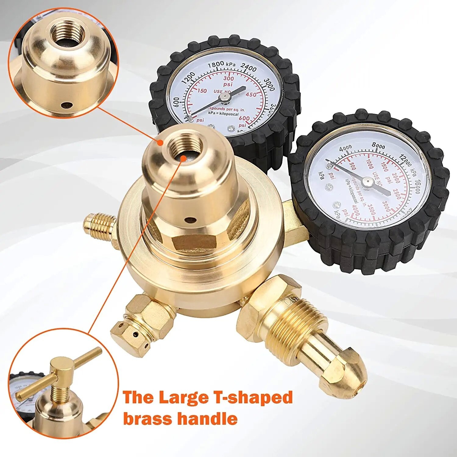 Régulateur D'Azote Avec Jauges Laiton 0-600 PSI - Tuyau 2M - Haute Pression 4000Psi Pour Soudage Et Laboratoire