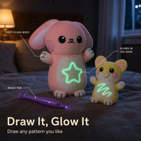 Jouet en peluche qui brille dans le noir, stylo à dessin UV, animal en peluche lumineux, lapin, pingouin, souris, ours, jouet doux, cadeau pour l'heure du coucher des enfants