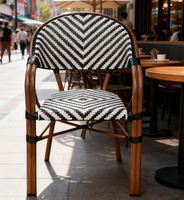 Chaise de bistrot de style français Yoshen en noir et blanc pour l'extérieur, chaise de jardin, chaise de patio