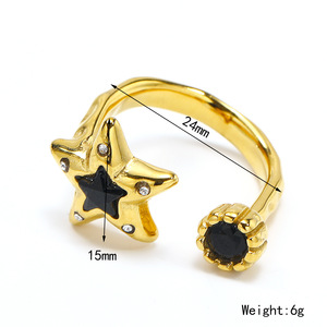 Joyería de comercio exterior transfronterizo Europa y los Estados Unidos personalidad estilo retro inserción circón pentagrama anillo <span class=keywords><strong>tit</strong></span> femenino - Product Image 2