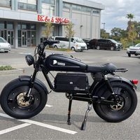 Vélo Électrique Tout-Terrain Haute Vitesse 3000W Sans Balais avec Pneus Larges et Freins à Disque pour Adultes, Batterie Lithium 48V, Style Rétro Cafe Racer, Vélo Urbain