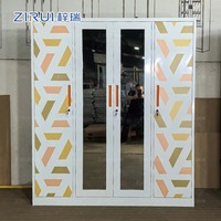 Lemari Pakaian Logam Berkapasitas Besar 4 Pintu, Lemari Penyimpanan Baju Berbahan Baja untuk Anak