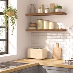Ensemble d'<span class=keywords><strong>étagère</strong></span>s flottantes de 2 pièces, <span class=keywords><strong>étagère</strong></span> murale de 31,5 pouces avec supports invisibles, brun rustique pour salle de bain, chambre à coucher, cuisine - Product Image 4