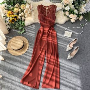 Mono de verano sin mangas, sin tirantes, con encaje, transpirable, ecológico, largo, con espalda descubierta, para mujer - Product Image 2