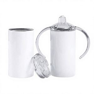 Vasos Sippy de Alta Calidad de 12 oz, Acero Inoxidable Aislado, Sublimación en Blanco, Vaso Delgado Irrompible con Asa y 2 Tapas - Product Image 1