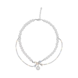 Daihe Fashion Koreaanse Boog Parel Ketting Multi Layer Zirkoon Parel Claviculaire Ketting Ketting Voor Vrouwen - Product Image 5