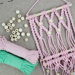 Kit de <span class=keywords><strong>macramé</strong></span> multi-usage, étagère murale bohème, bricolage, salon, polyester, pompon, étagère de rangement, décoration intérieure, cadeau pour débutants - Product Image 2