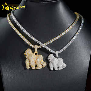 Iced Out Little Chimp Colgante 925 Plata Vvs Moissanite Gorilla Colgantes Hip Hop Moda King Kong 18K Chapado en oro 925 Plata - Product Image 3