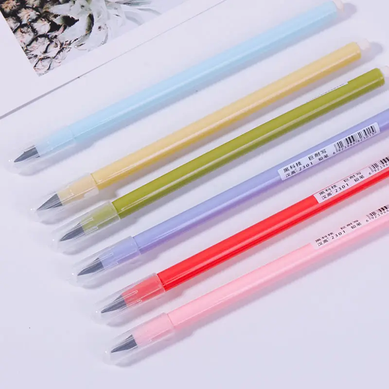 Topsthink pensil abadi PVC, pena tanpa tinta pensil tidak terbatas Macaron warna perlengkapan alat tulis