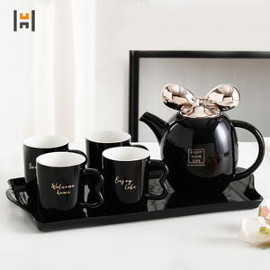 Cute 6pcs Porcelain Coffee Tea Set with Gold Decor <strong>Minnie</strong> <strong>Mouse</strong> Mug Ceramic Tea Pot and Cup Set - Product Image 5