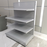 Étagère de présentation gondole simple face pliable MC pour supermarché avec panneau arrière perforé