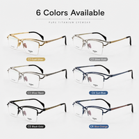 Lunettes de lecture pour femmes en titane pur, montures de luxe semi-cerclées carrées, anti-lumière bleue, légères, transparentes