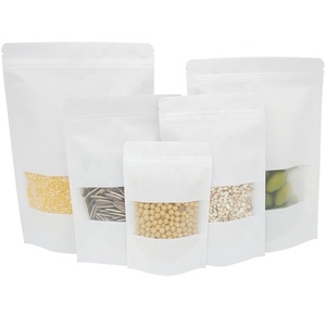 Giấy kraft Túi Ziplock với cửa sổ mờ đồng bằng màu trắng không đóng lại được nhiệt niêm phong túi bao bì thực phẩm túi dây kéo vô trùng - Product Image 6