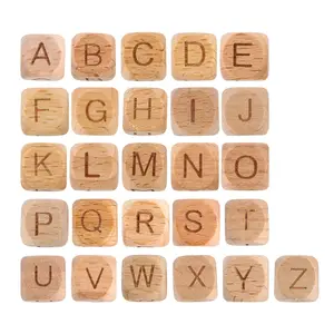 Jouets de dentition en silicone alphabet pour bébé Perle colorée Lettre de bricolage Autres perles en vrac 12mm 15mm Perle ronde en silicone personnalisée Vente en gros