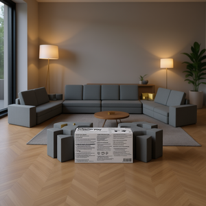 Sofá Modular Simple Cube de Una Plaza, Tapizado en Tela de Alta Gama para Sala de Estar, Relleno de Esponja, Patas de Plástico, Respaldo Acolchado, Brazos Cuadrados - Product Image 2