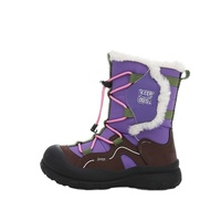 Bottes de neige unisexes pour enfants, doublées polaire, extra-épaisses, imperméables, mi-mollet, à lacets, semelle extérieure en caoutchouc, style moderne et minimaliste