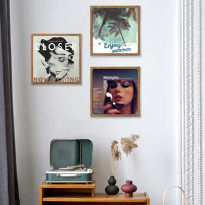 Marco de Madera Marrón Personalizado para Álbumes, Grabado Láser, Exhibición de Pósteres, Marco para Discos de Vinilo de 13*13 Pulgadas para Almacenamiento y Decoración del Hogar - Product Image 5