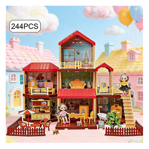 Miniature maison de poupée en plastique, scène de cuisine, kit de maison miniature à faire soi-même avec accessoires de meubles, cadeau créatif unisexe, jouet - Product Image 2