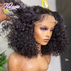 Cheap Pixie Short Hair Lace Frontal Wig Black Women Perruque Pixie Cut Human Hair Bob 180% Density Short Pixie Cut Curly Wig