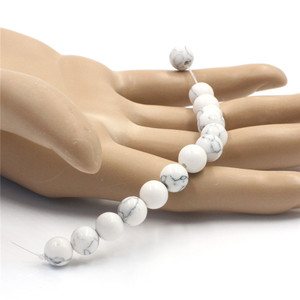 Filo di Perle Sfuse all'Ingrosso in <span class=keywords><strong>Pietra</strong></span> Naturale <span class=keywords><strong>Howlite</strong></span> Bianca per Creazione di Gioielli MS002 - Product Image 2