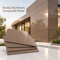 Panneau composite en aluminium brillant couleur or champagne 3 mm 1220x2440 mm pour panneaux muraux de salle d'exposition