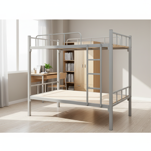 Металлическая кровать-бунк из утолщенной квадратной трубы для общежития персонала, устойчивая к качению, антикоррозийная - Product Image 5