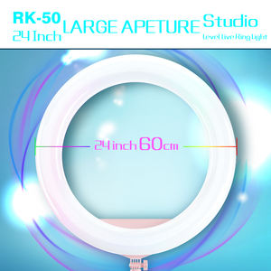 Lampu Fotografi 65W 24 Inci (60Cm) dengan Rgb, Kendali Jarak Jauh, Layar LCD, Dudukan Tripod untuk RK-50 Rias Video CK Tock Vlogue - Product Image 5