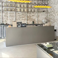 Comptoir de réception d'angle commercial personnalisé en acier inoxydable pour bars, caisses enregistreuses, salons de thé, cafés et hôtels