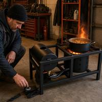 Chauffage à Huile Usagée avec Souffleur à Vitesse Variable, Sans Fumée, à Air Forcé, Flamme Réglable, pour Cuisson et Chauffage Intérieur/Extérieur