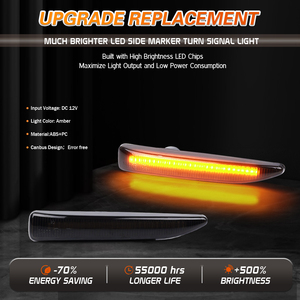 Répétiteur latéral <span class=keywords><strong>dynamique</strong></span> clignotants LED pour <span class=keywords><strong>BMW</strong></span> série 7 E65 E66 E67 2001-2008 2 pièces lentille fumée/claire - Product Image 6