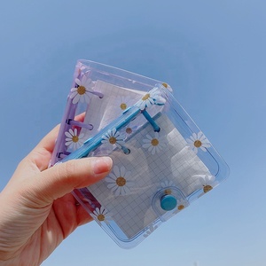 Mini cuaderno A7 transparente de PVC con diseño de hojas sueltas de libro mayor de mano de 3 agujeros - Product Image 4