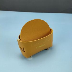 8-Pcs Pu Leather Drink Coasters With Holder Lightweight Pad <b>Protection</b> Tabletop Cup Mat Coffee for <b>Tables</b> - Product Image 6