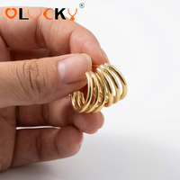LUCKYJIU Fabricant de bijoux personnalisés, boucles d'oreilles créoles triples en acier inoxydable plaqué or 18 carats, imperméables, pour femmes, à porter tous les jours