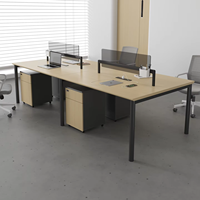 MEKIA Ensemble de bureau commercial en acier avec chaise de bureau, table d'ordinateur moderne pliable et ignifuge, poste de travail à écran, 4 places