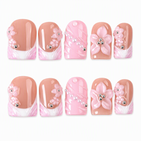 Faux Ongles Carrés Français Noirs Nude de Haute Qualité avec Strass, 10 Pièces, Nouveauté Automne, Fournisseur