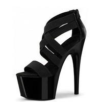 Sandales de mode élégantes à talons hauts de 17 cm, style gladiateur sexy noir, plateforme rétro, pour podium, danse exotique, pole dance et mannequins