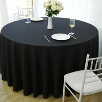 Nappe ronde noire sur mesure de 120 pouces en polyester anti-taches pour mariage, fête, banquet