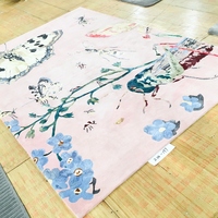 Tapis en soie fabriqué à la main sur mesure Tapis en laine touffeté de table papillon rose pour cinéma maison Penthouses de luxe