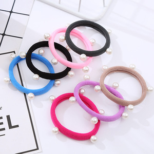 Élastiques à cheveux en nylon avec perles pour femmes, attaches pour queue de cheval, cordes élastiques en caoutchouc - Product Image 3