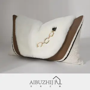 Aibuzhijia High-End Moderne Eenvoudige Licht Luxe Creative Thuis Sofa Hotel Decoratieve Faux Fur Sierkussen Hoes Voor Bank