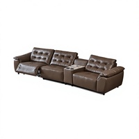 Canapé sectionnel électrique moderne en cuir véritable, écologique, fonctionnel, avec sièges étendus, structure métallique et rembourrage en mousse pour salon